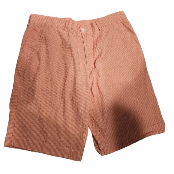 LACOSTE Red White Seersucker Mens Short -  Size 34 - Picture 1 of 9